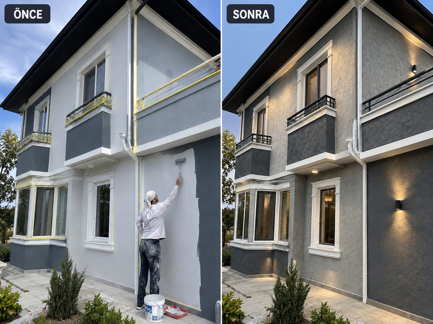 Bahriye Üçok dış cephe boya öncesi ve sonrası